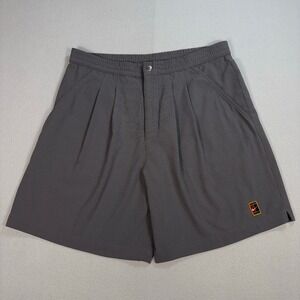Vintage Nike Court Challenge 7" Tennis Shorts Men's M Gray Micro-Stripe Pleated